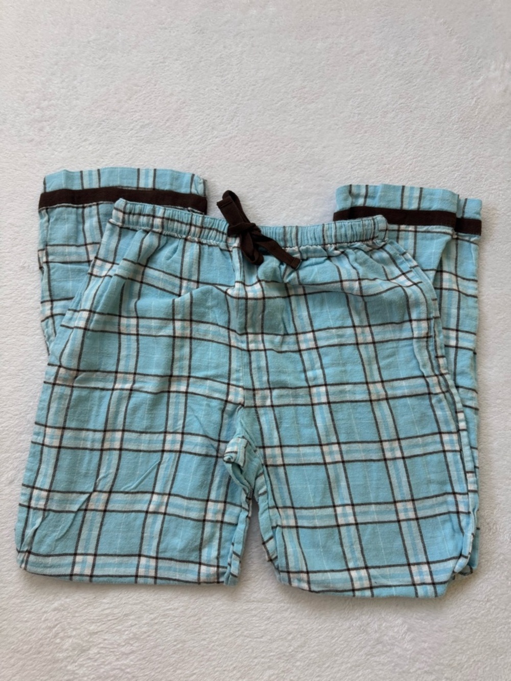 Gloria Vanderbilt Light Blue Plaid 100% Cotton Lounge Shorts